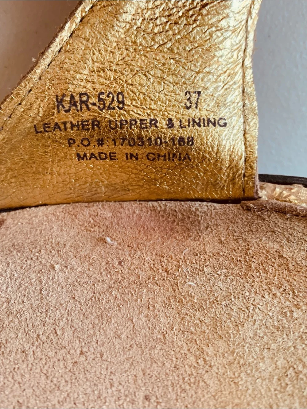 Alegria  Gold Genuine Leather &Insole Slip On Sandals Size 7